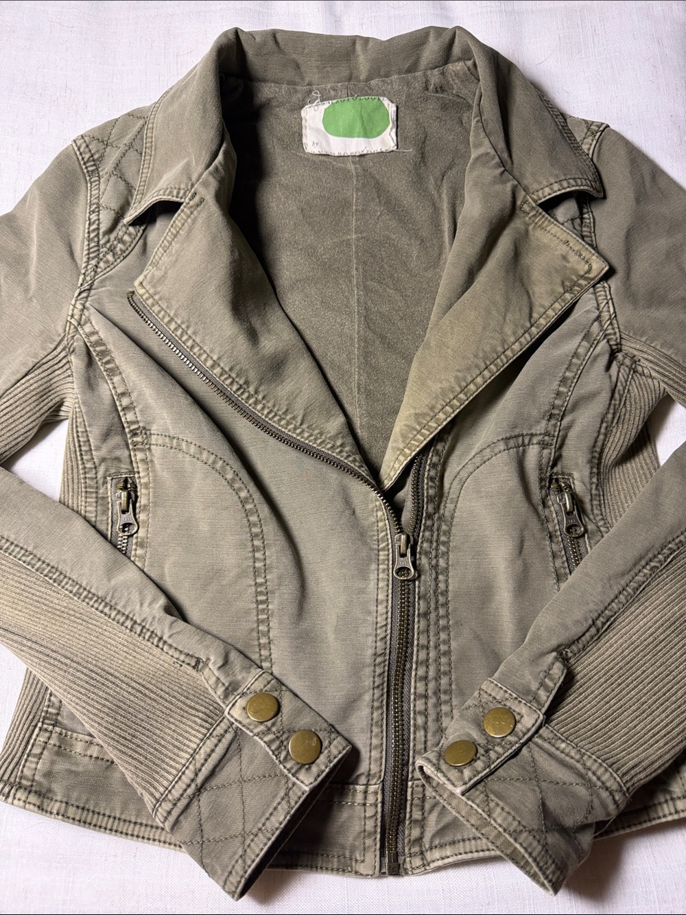Anthropologie Olive Green Utility Moto Jacket